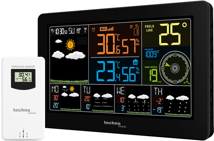 Technoline WLAN WD2700, kostenlose DirektWetter App, 4-Tages-Vorhersage, Innen- und Aussentemperatur