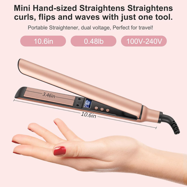 Glätteisen Haarglätter Ceramic Straight für glatte & glänzende Haare, 2 in 1 Glätteisen Locken und G