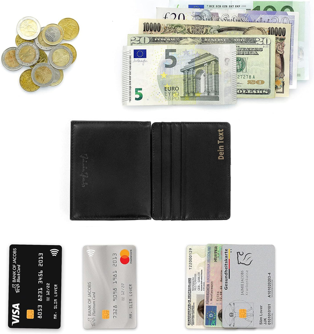 Jaimie Jacobs Flap Boy mit Gravur - Das Original - Magischer Geldbeutel mit Münzfach RFID-Schutz Ges