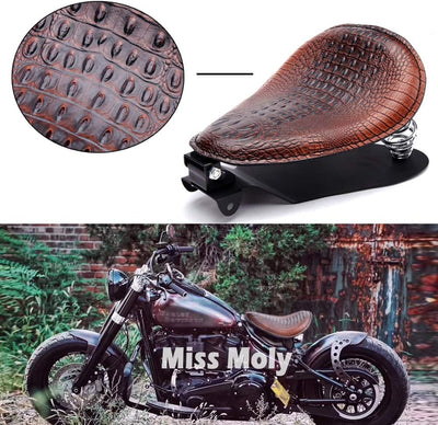 Motorrad Bobber Sitz, Krokodil Leder Motorrad Solo Sitz für Sportster XL1200 883 48 Dyna Softail Cus