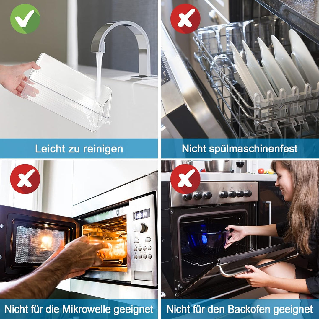 Herrfilk Kühlschrank Organizer 6er Set, Durchsichtig Stapelbare Aufbewahrungsbox mit Griff, Tidy Fri
