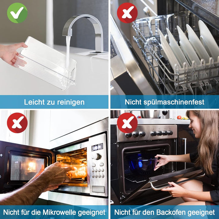 Herrfilk Kühlschrank Organizer 6er Set, Durchsichtig Stapelbare Aufbewahrungsbox mit Griff, Tidy Fri