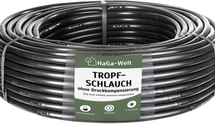 HaGa® Bewässerungsset - 100 Meter Tropfschlauch 16mm ohne Druckkompensierung inkl. Zubehör - Perlsch