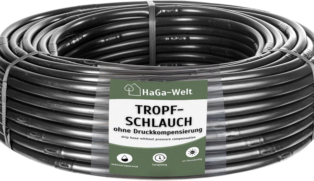 HaGa® Bewässerungsset - 100 Meter Tropfschlauch 16mm ohne Druckkompensierung inkl. Zubehör - Perlsch
