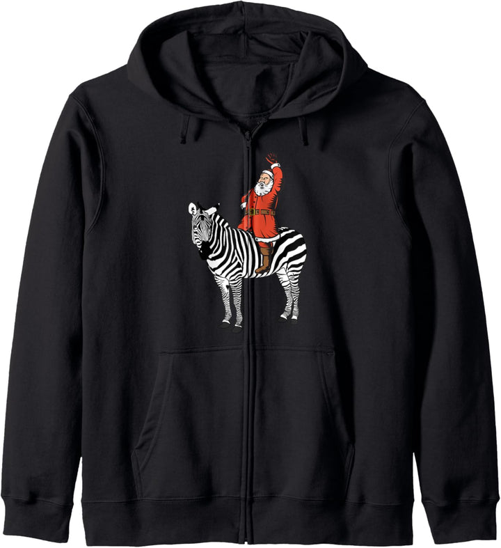 Santa Clause on a Zebra ugly Christmas Sweater Kapuzenjacke
