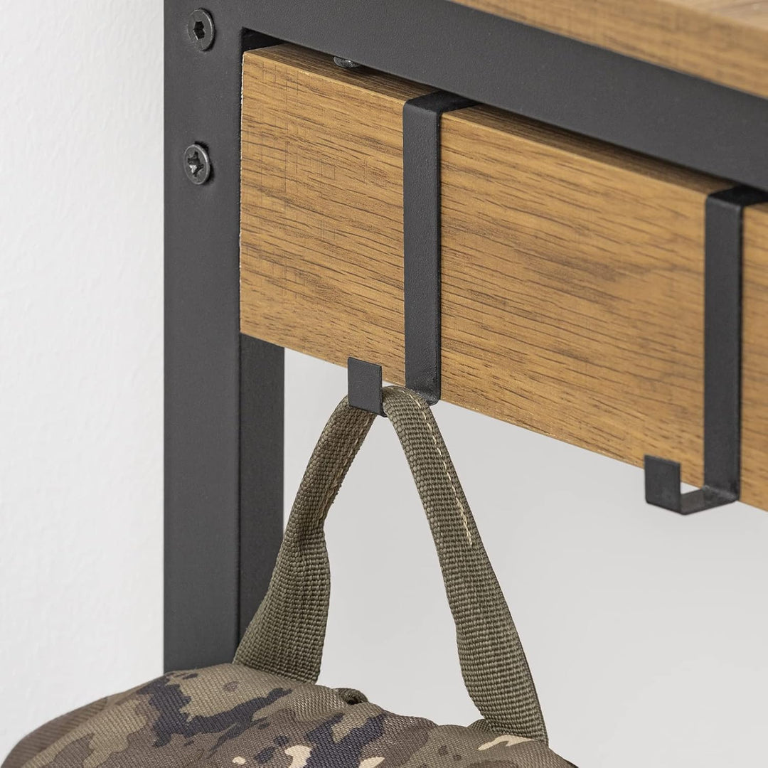 SoBuy FWT43-N Schreibtisch mit Einer Schublade und 2 Haken Tisch Computertisch Arbeitstisch Natur BH