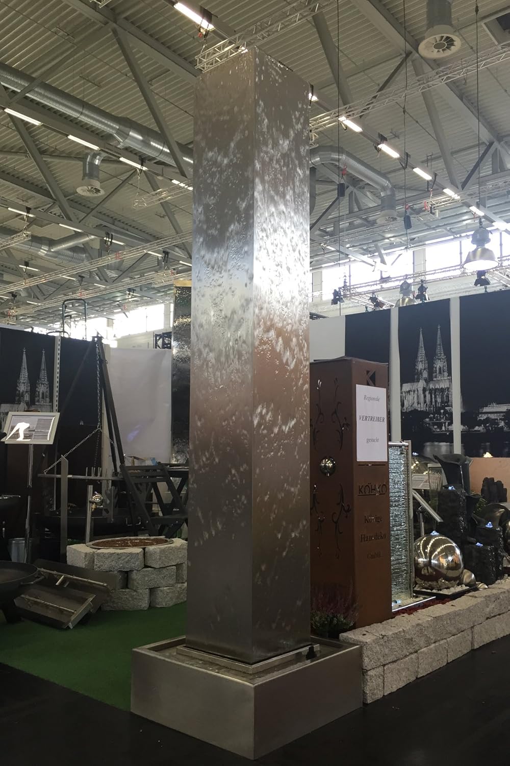 KÖHKO® Gartenbrunnen Tower Höhe 100 cm 26001 Springbrunnen mit Edelstahlbecken 100 CM Edelstahlbecke