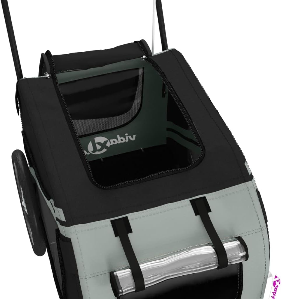 vidaXL Fahrradanhänger Hunde Hundeanhänger Hundetransporter Oxford-Gewebe Eisen Grau 122 x 52 x 53 c