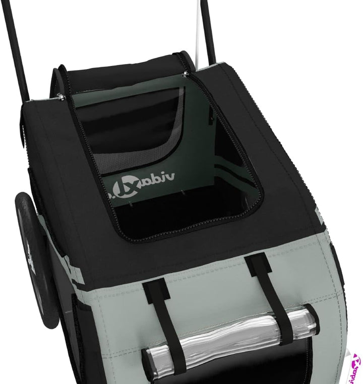 vidaXL Fahrradanhänger Hunde Hundeanhänger Hundetransporter Oxford-Gewebe Eisen Grau 122 x 52 x 53 c