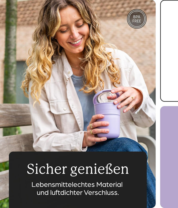 Amuse Müslibecher To Go | 450ml + 150ml | ideal für Overnight Oats, Granola, Meal Prep | Joghurtbech