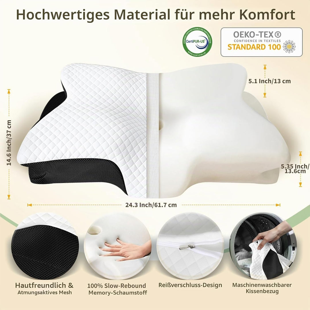 Kopfkissen Nackenschmerzen, Memory Foam Orthopädisches Kissen, Ergonomisches Seitenschläferkissen, N