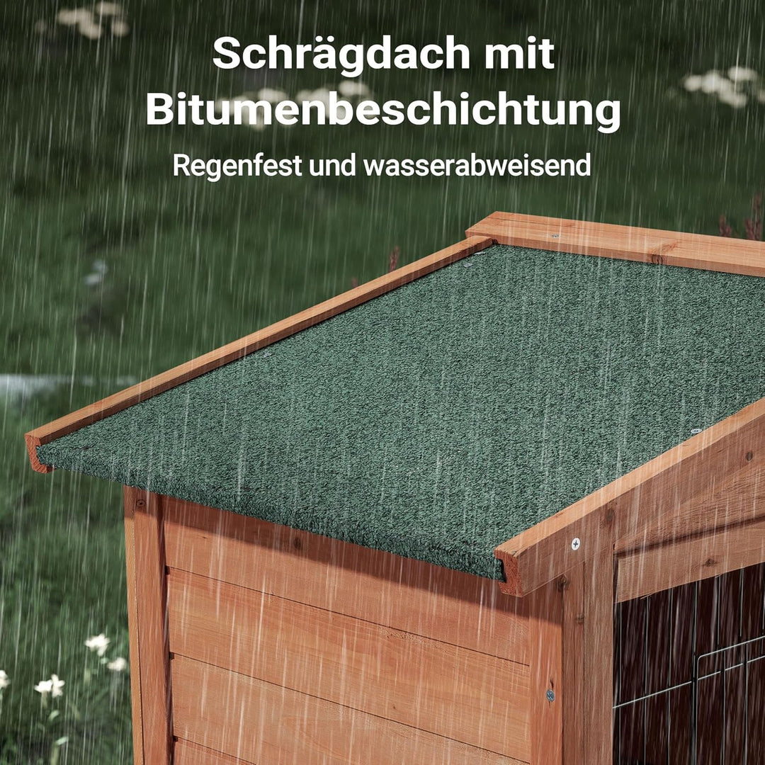 Wiltec 2 Etagen Nagerhaus 871 x 547 x 1000 mm, Hasenstall zweistöckig aus Fichtenholz, mit Bitumenei