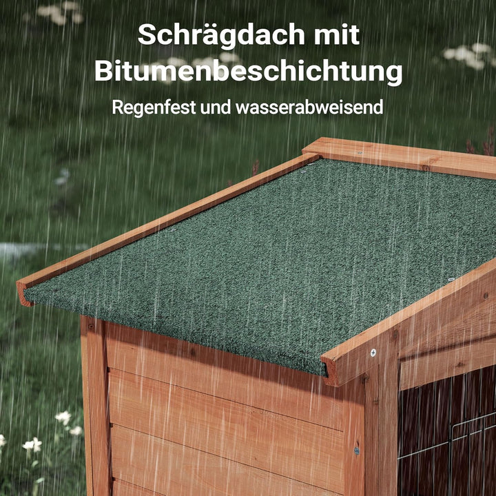 Wiltec 2 Etagen Nagerhaus 871 x 547 x 1000 mm, Hasenstall zweistöckig aus Fichtenholz, mit Bitumenei