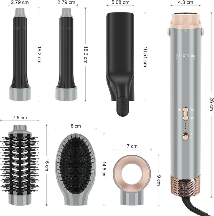 Air Glätteisen ＆ Auto-Wrap Lockenaufsätzen - 6 IN 1 Airstyler Set - PARWIN PRO BEAUTY Ionen Haartroc