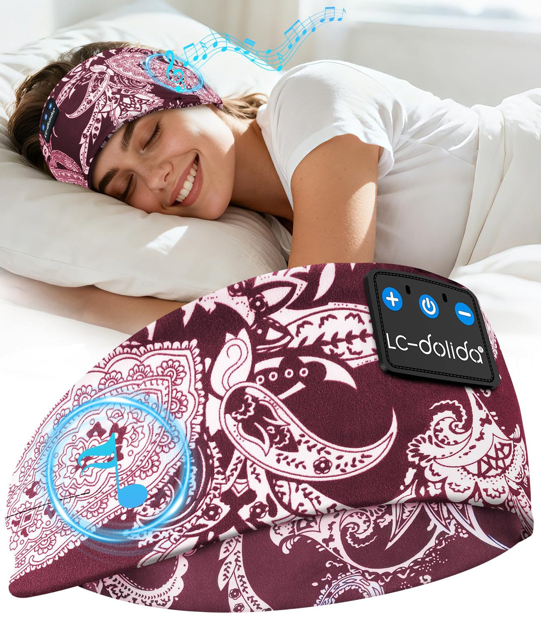 LC-dolida Schlafkopfhörer Bluetooth Kopfhörer Stirnband Seitenschläfer, Sleep Headphones 15+Std Play