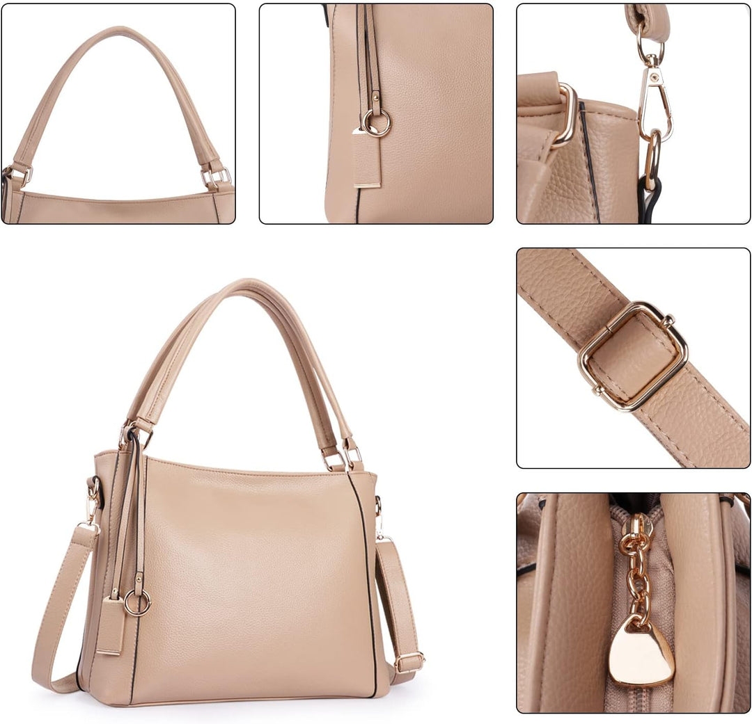 HAWEE Mode Damen Handtasche aus Weiches PU-Leder Umhängetasche Grosse Schultertasche mit Reissversch