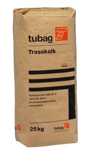 Tubag TK Trasskalk HL 5 25 kg - Hydraulischer Kalk mit 55% Trass für Mauern, Fugen, Böden und Naturs