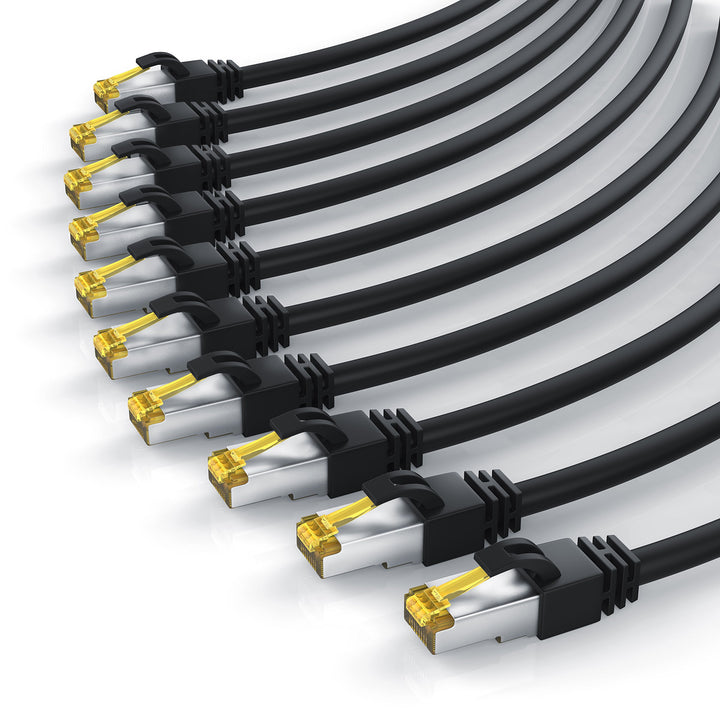 CSL - 10 x 0,25m CAT 7 Netzwerkkabel Gigabit Ethernet LAN Kabel - 10000 Mbit s - Patchkabel - Cat.7
