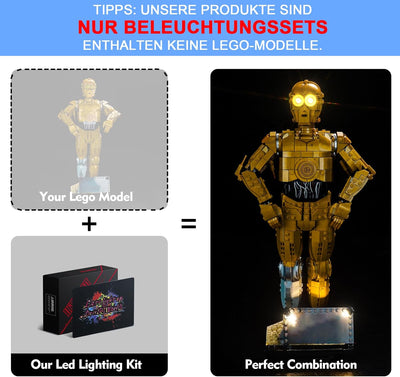 LocoLee Licht Kompatibel mit Lego Star Wars 75398 C-3PO, Nur Lichter Set - Kein Modell, Licht Beleuc