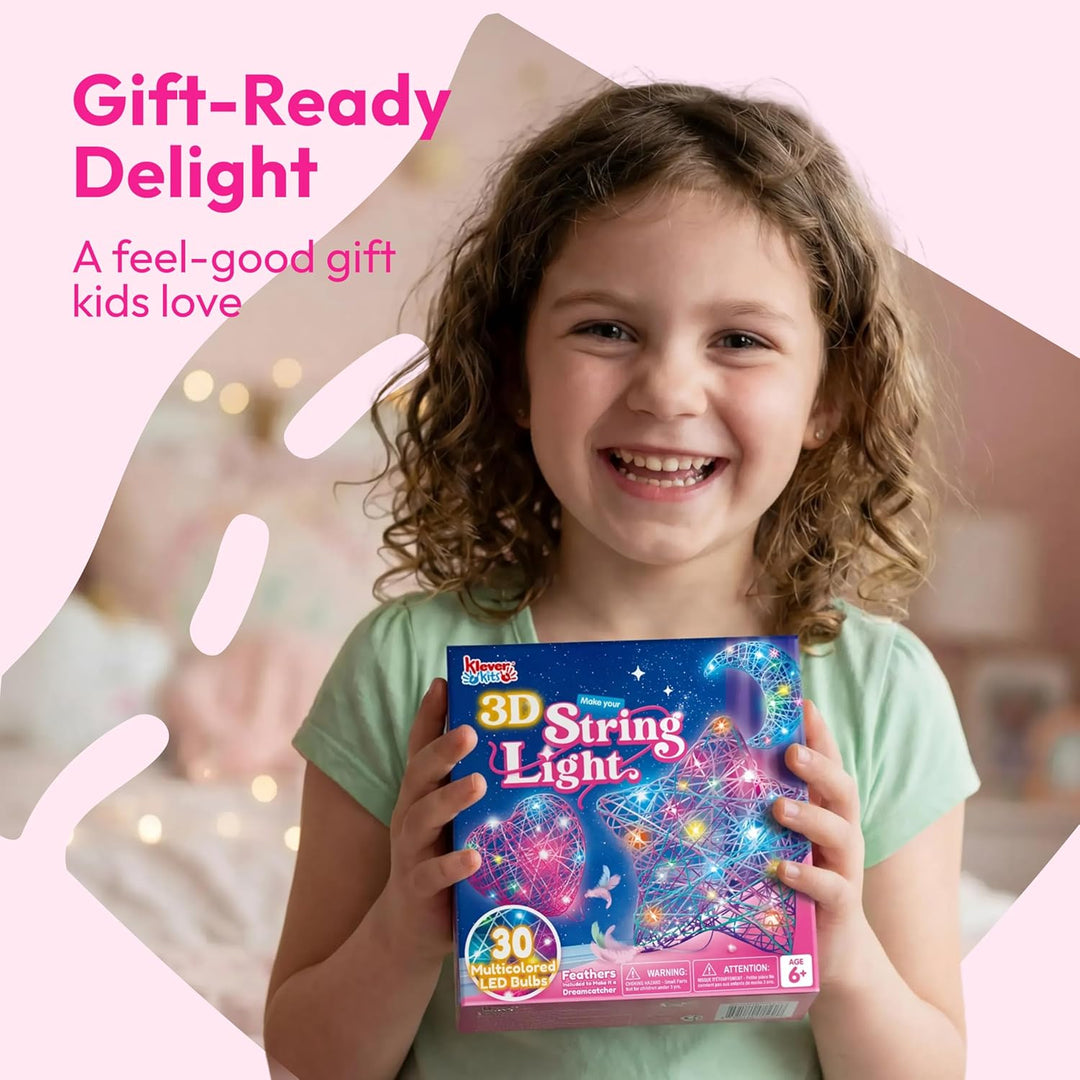Klever Kits 3D-Fadenkunst-Set für Kinder,Kunsthandwerk für Kinder im Alter von 8,9,10,11,12 Jahren,D
