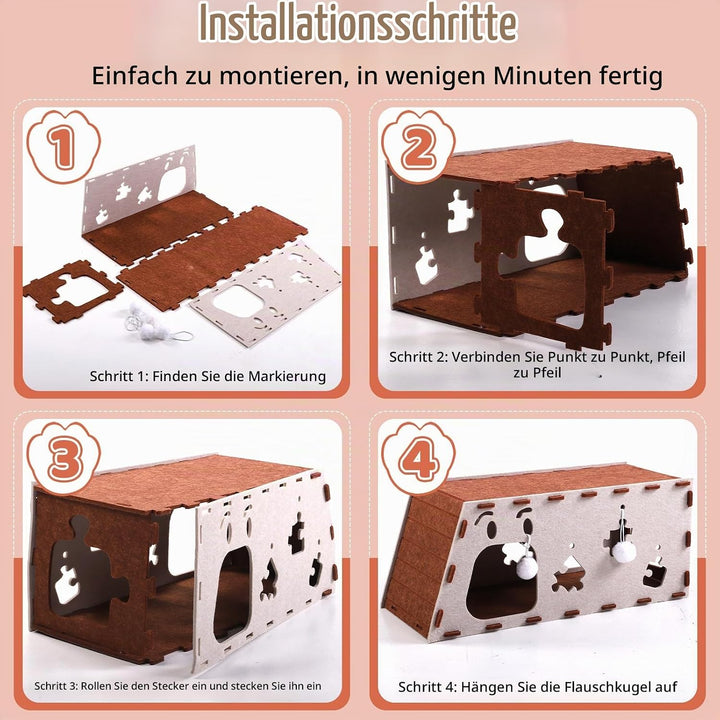 Katzenhöhle Filz, Katzenhaus Indoor,Katzenbett Haustierbett für Katzen und Hunde warme weiche Bequem