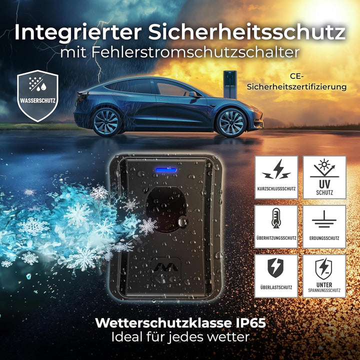 Masterplug EV Wandladegerät für Elektro- und Einstecken-Hybridfahrzeuge vom Typ 2, mit 5m Langem Kab