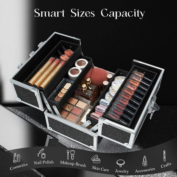 Schminkkoffer Leer Kosmetikkoffer Damen Make up Koffer Abschliessbare Beauty Case Make up Organizer
