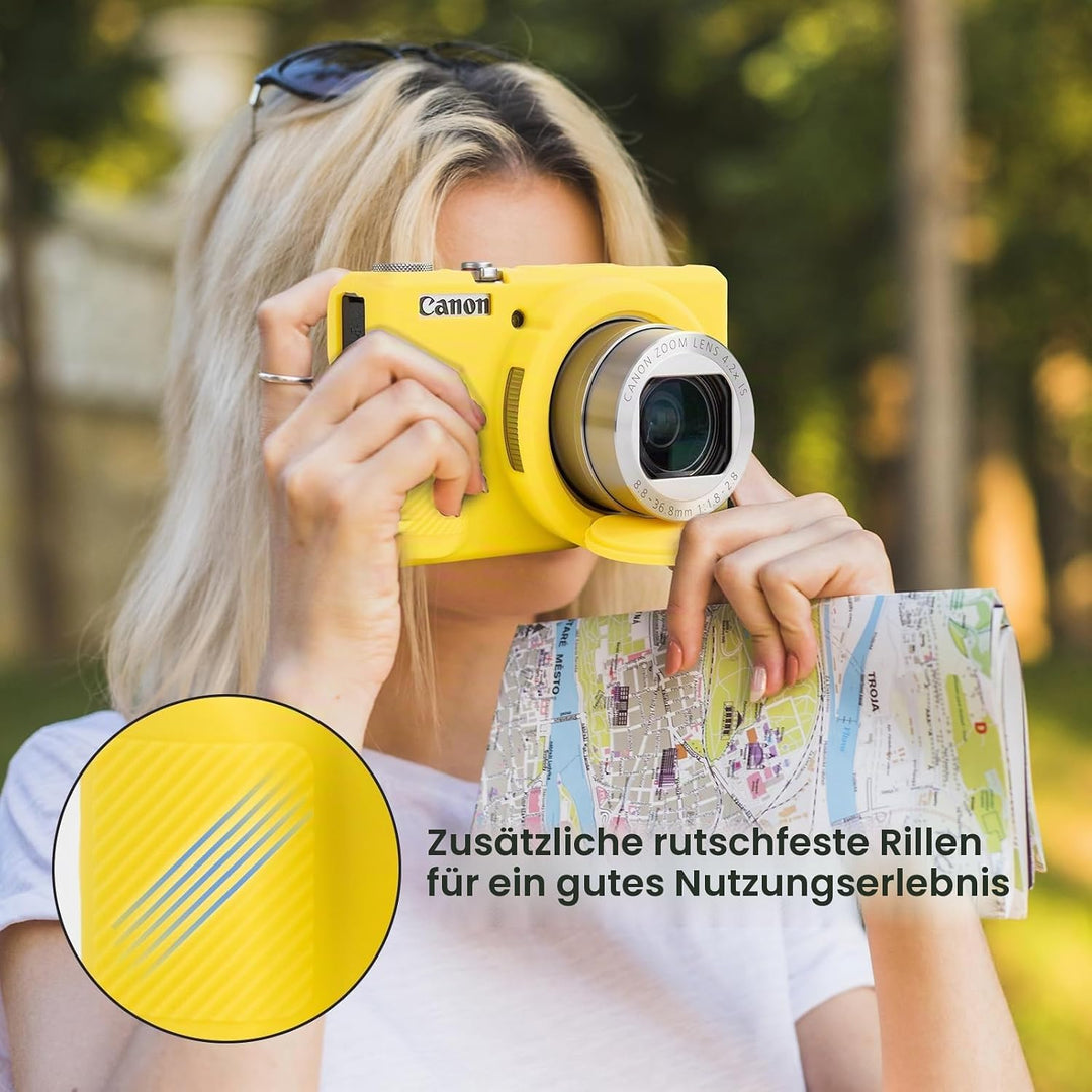 Rieibi Silikon-Schutzhülle für Canon G7X Mark III Hülle, G7X Mark III Zubehör mit 2 Stück Displaysch