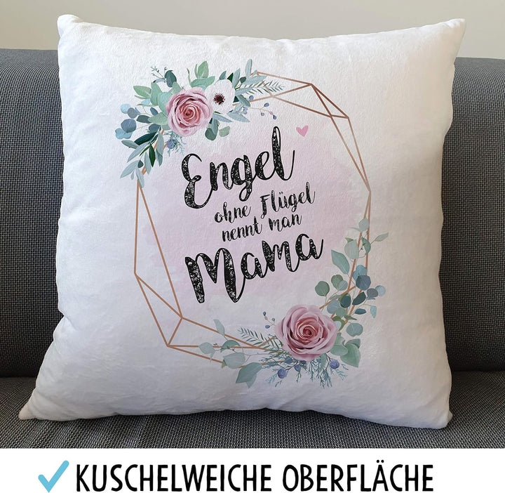 OWLBOOK Engel Mama Flauschiges Kissen Geschenke Geschenkideen Mama zum Muttertag als Muttertagsgesch
