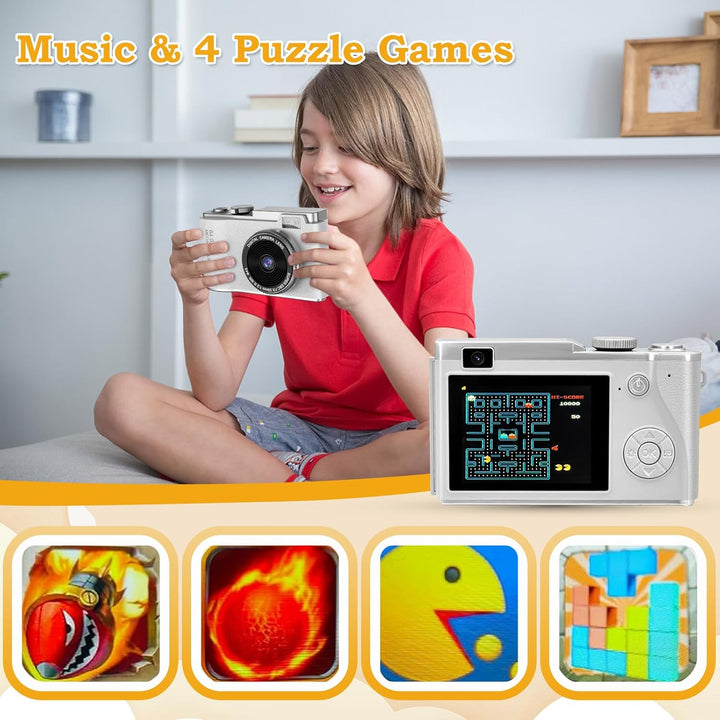 AKOFIC Kinderkamera, 2,4 Zoll 1080P HD Bildschirm Kamera Kinder mit 32GB Karte, Selfie Digitalkamera