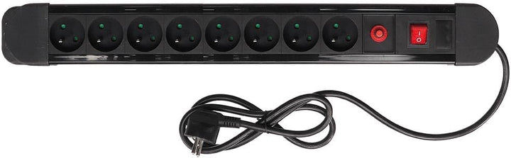 Perel Steckdosenleiste mit Schalter, Überlastschutz, 8 Steckdosen Typ E, Kabel 1.5 m, 3G1.5, Innenbe