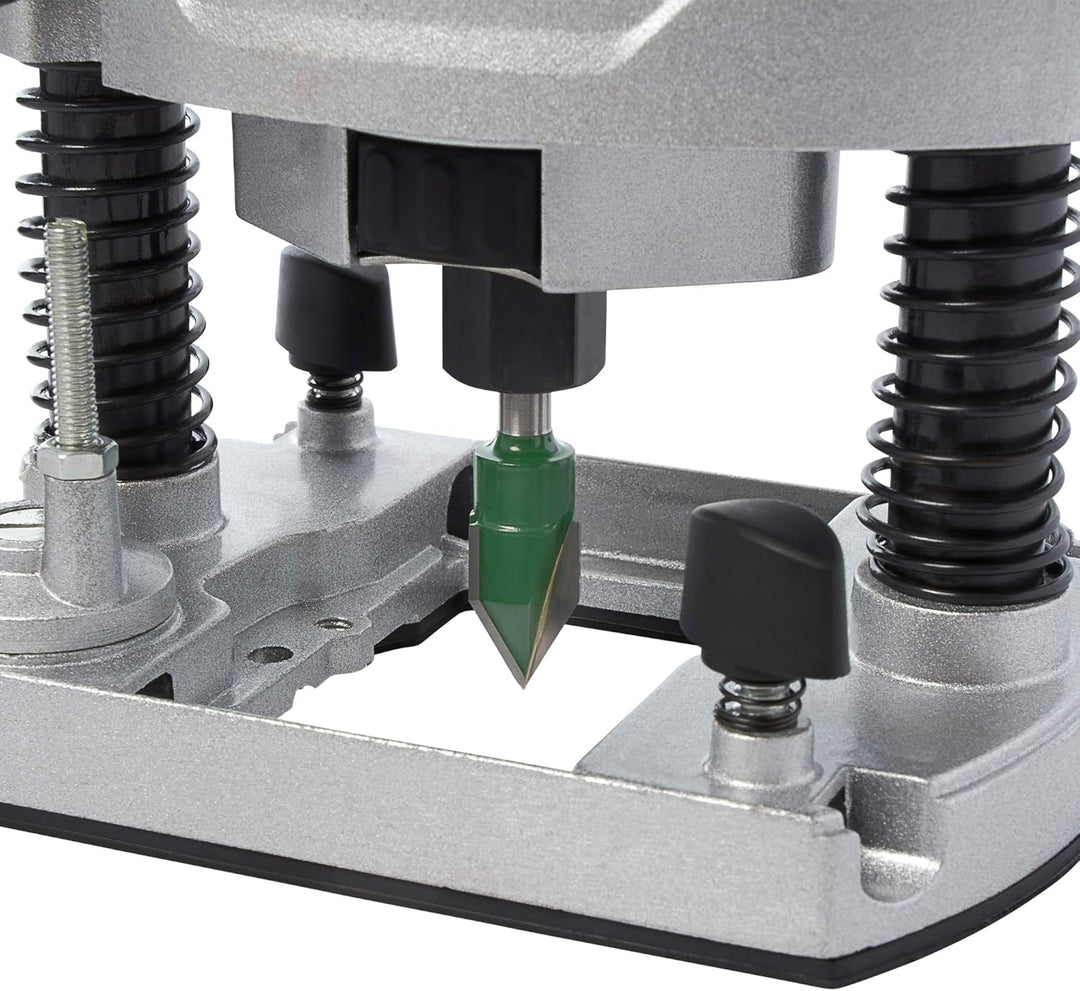 Trend 850 W 8 mm Router mit variabler Geschwindigkeit 230 V EU, 35 mm Eintauchtiefe, eingebaute Absc