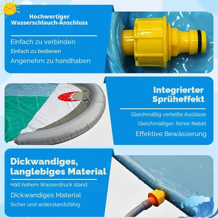 Wasserrutsche Garten Für Kinder, 6,1 * 1,4M Doppel Wasserrutschmatte | Wasserspielzeug Outdoor mit 2