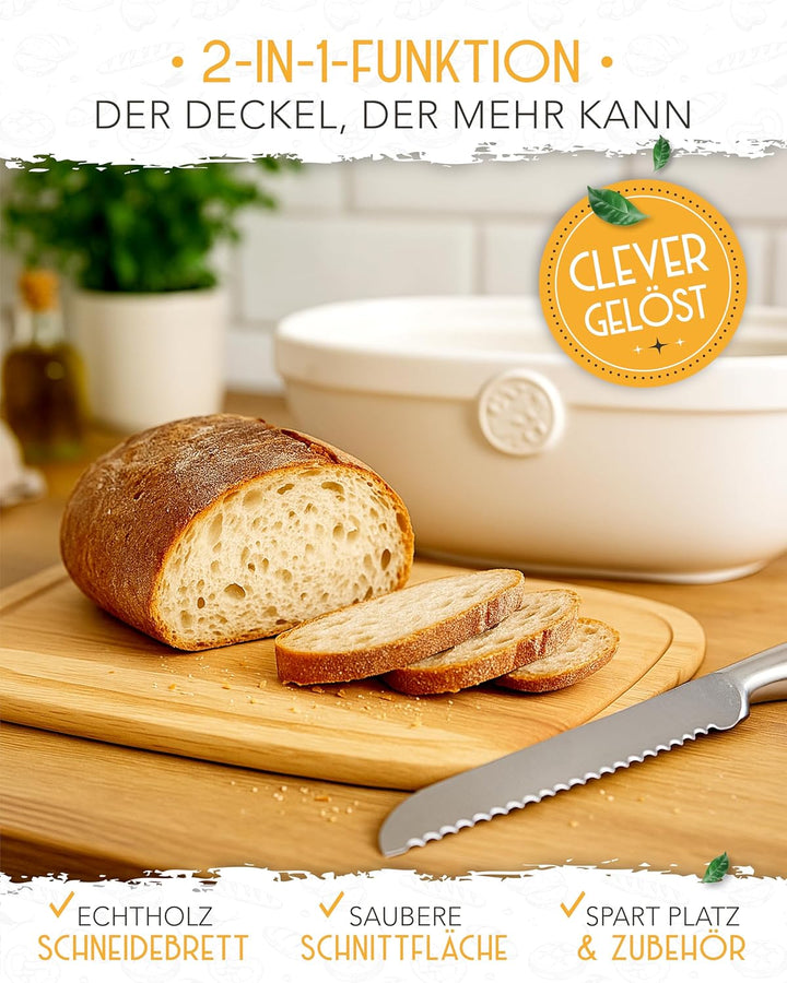 KRUSTENZAUBER Brotkasten Keramik zur Brotaufbewahrung – Moderne Brotbox mit Deckel – Bread Box ideal