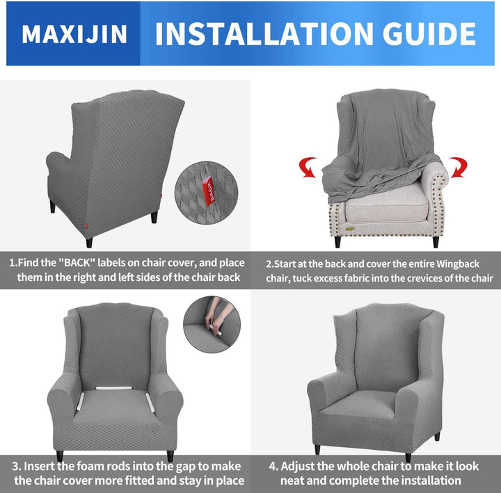 MAXIJIN Elastischer Sesselbezug mit Ohren 1 Stück Jacquard Sofaschutz Kopfstütze Sofabezug Sessel mi