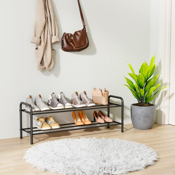 FANHAO Schuhregal, Schuhregale 2 Ebenen Edelstahl, Schuh-Organizer für bis zu 9-12 Paar Schuhe, Schu