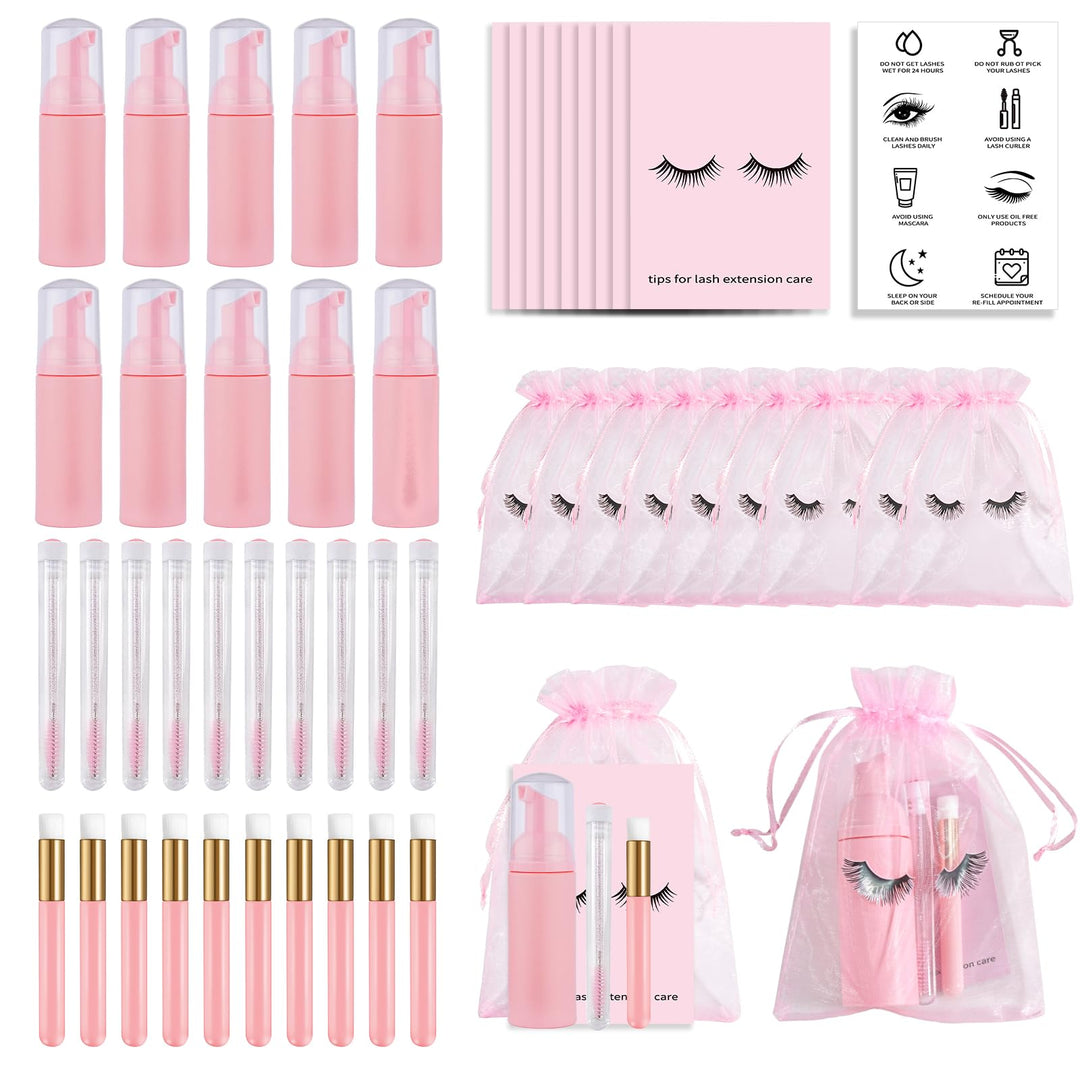 50PCS Lash Shampoo Flaschen Bürsten Set, leere Pumpflasche, Reinigungsbürste, Wimpernverlängerungsro