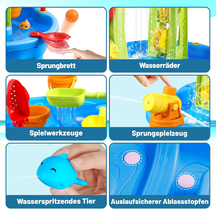 FRUSE Wasserspieltisch für Kinder,3-Tier Sand Wassertisch Spielzeug,Wasserspielzeug Aktivität Sensor