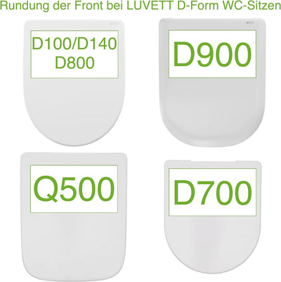 LUVETT® WC-Sitz mit Absenkautomatik D140 D-Form Soft Close® & TakeOff EasyClean Abnahme, hygienisch