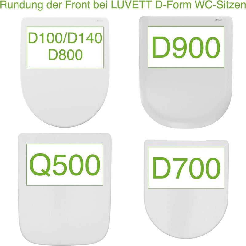 LUVETT® WC-Sitz mit Absenkautomatik D140 D-Form Soft Close® & TakeOff EasyClean Abnahme, hygienisch