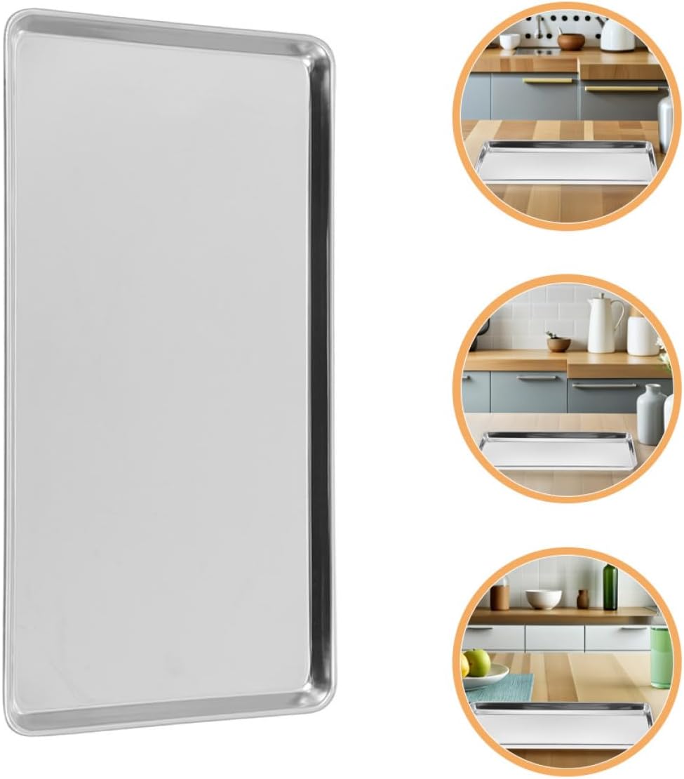 Rechteckiges Edelstahl Serviertablett 34,5X21,5X1,5cm Flach als Speiseteller für Hotel und Gastronom
