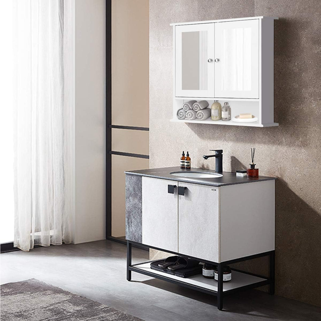 GOPLUS Spiegelschrank Bad mit Ablage, Hängeschrank mit Spiegel, Wandschrank hängend, Badezimmerspieg