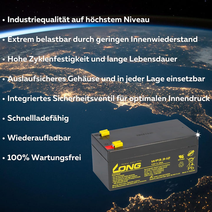 Blei AGM Akku Batterie 12V 3,3Ah VDs für APC Back-UPS ES BE325-GR RBC47 RBC 47
