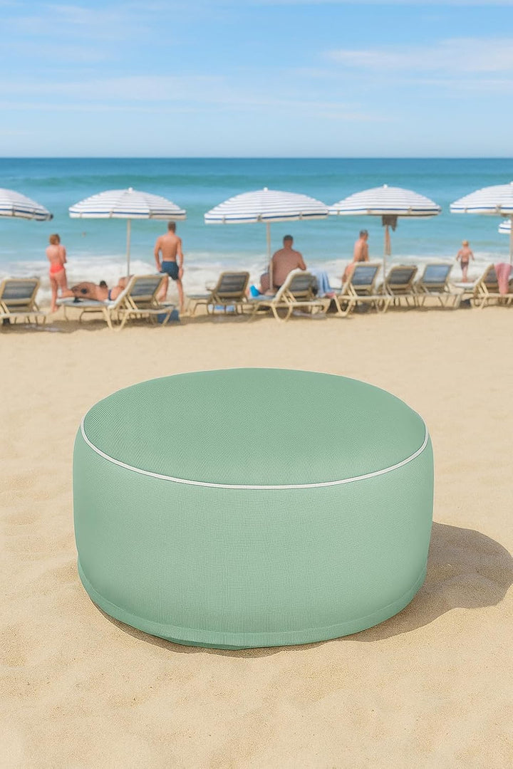 Brandsseller Outdoor Sitzhocker aufblasbar – Pouf Ø 55 x 25 cm – wasserabweisender Sitzsack für Gart