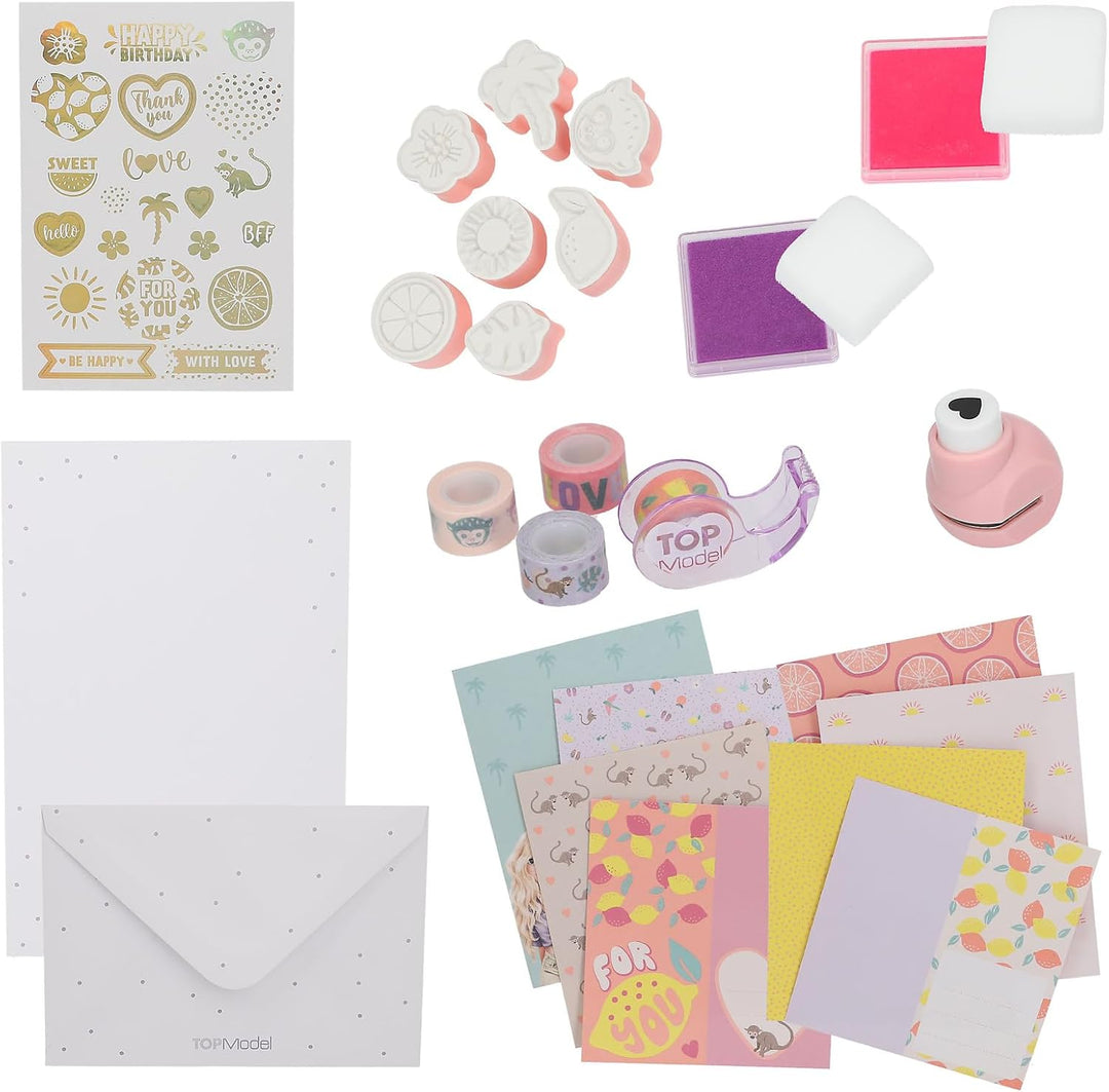 Depesche 13620 TOPModel Juicy - Briefpapier Set in Box, mit Model Motiv und Früchten, inkl. Briefblä