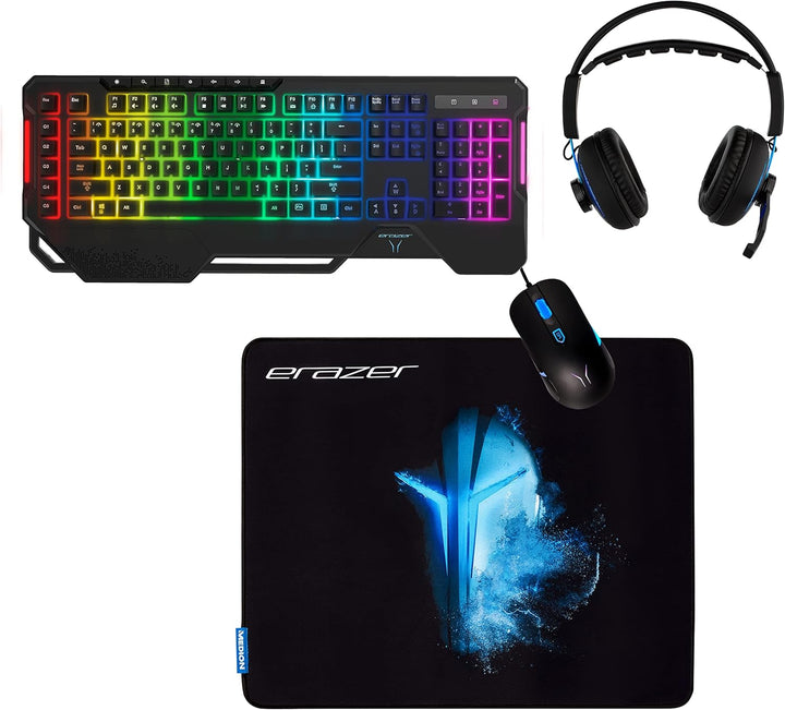 MEDION ERAZER P81016 Gaming Bundle (4 in 1 Gaming Paket, Gaming Tastatur, Gaming Maus, Gaming Headse