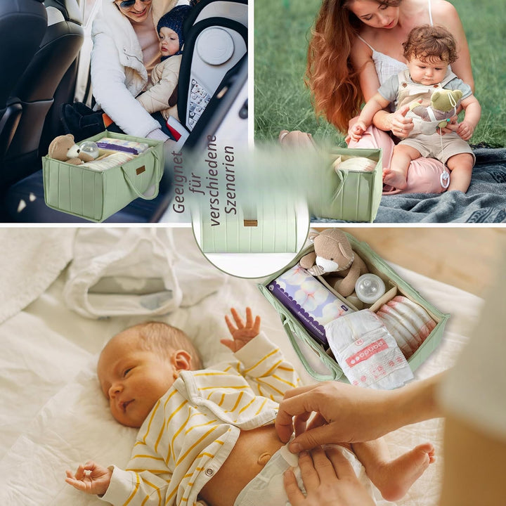 Wickeltasche Organizer, Baby Aufbewahrungskorb mit Herausnehmbaren Fächern, Windeltasche als Geschen