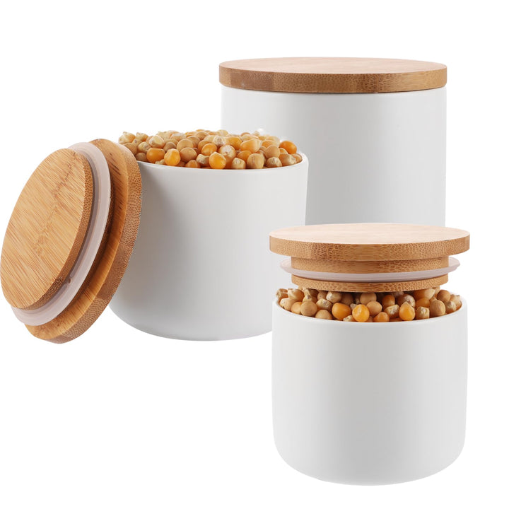 3er Set Keramikdose mit Deckel 260ml/9 oz Keramik Zuckerdose mit Deckel Weiss, Gewürzdosen Keramik,