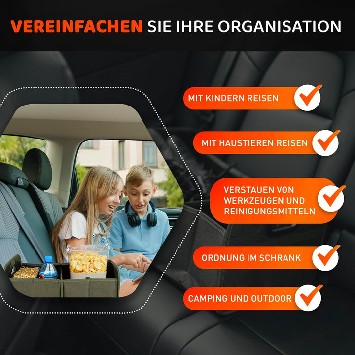 Auto Kofferraumtasche Grün - Kofferraum Organizer zusammenklappbar - faltbare Aufbewahrungsbox - ant