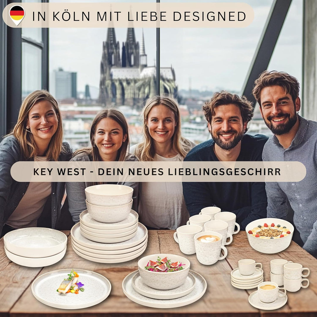 Sänger Key West | Kaffeebecher 6 Personen, Steingut Kaffeetassen Set 6er, Tassen Set Teetasse Set sp